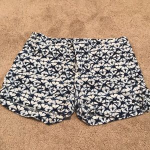 Blue and white patterned shorts